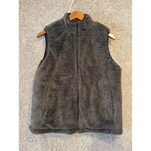 Buffalo David Bitton Vest Womens L Red Black Plaid Reversible Fleece Full Zip